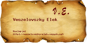 Veszelovszky Elek névjegykártya